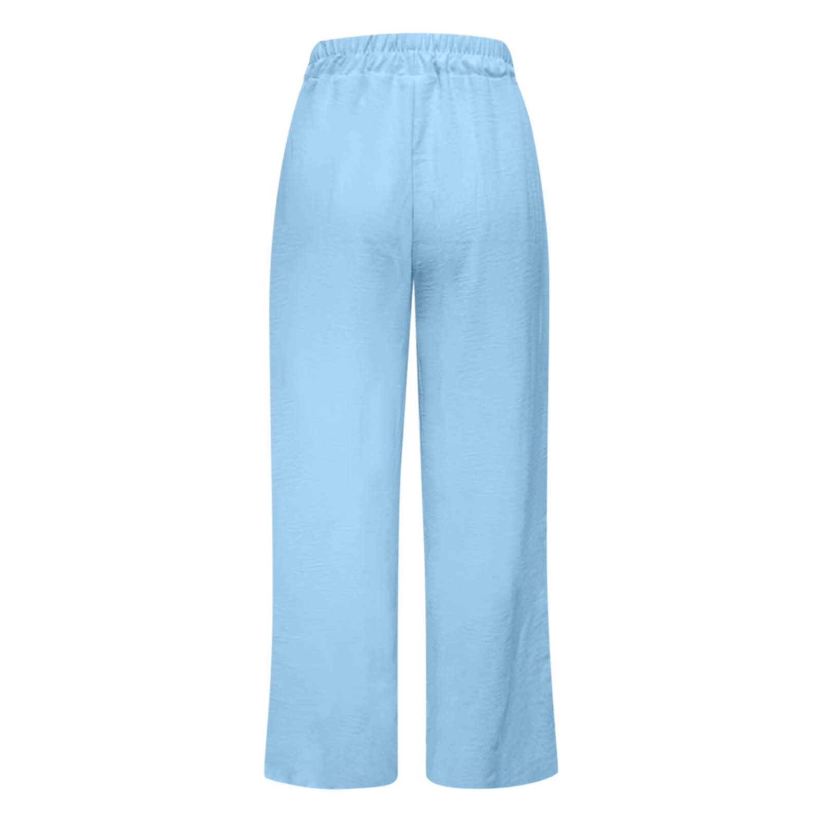 thumbnail image 5 of Pantalones palazzo de cintura alta y pierna ancha para mujer: ligeros, con cordón en la cintura, bolsillos, pantalones casuales de verano., 5 of 5